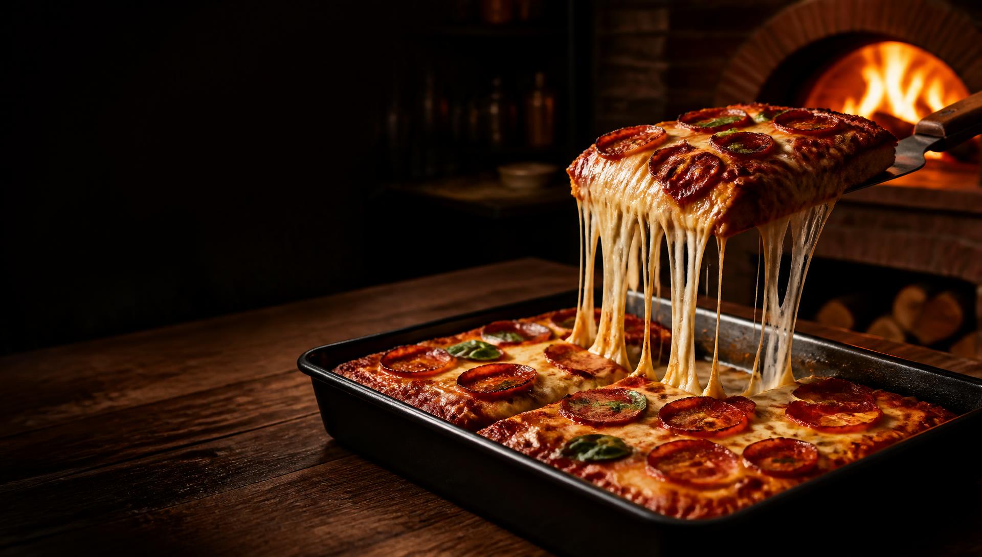Pizza artesanal recién horneada